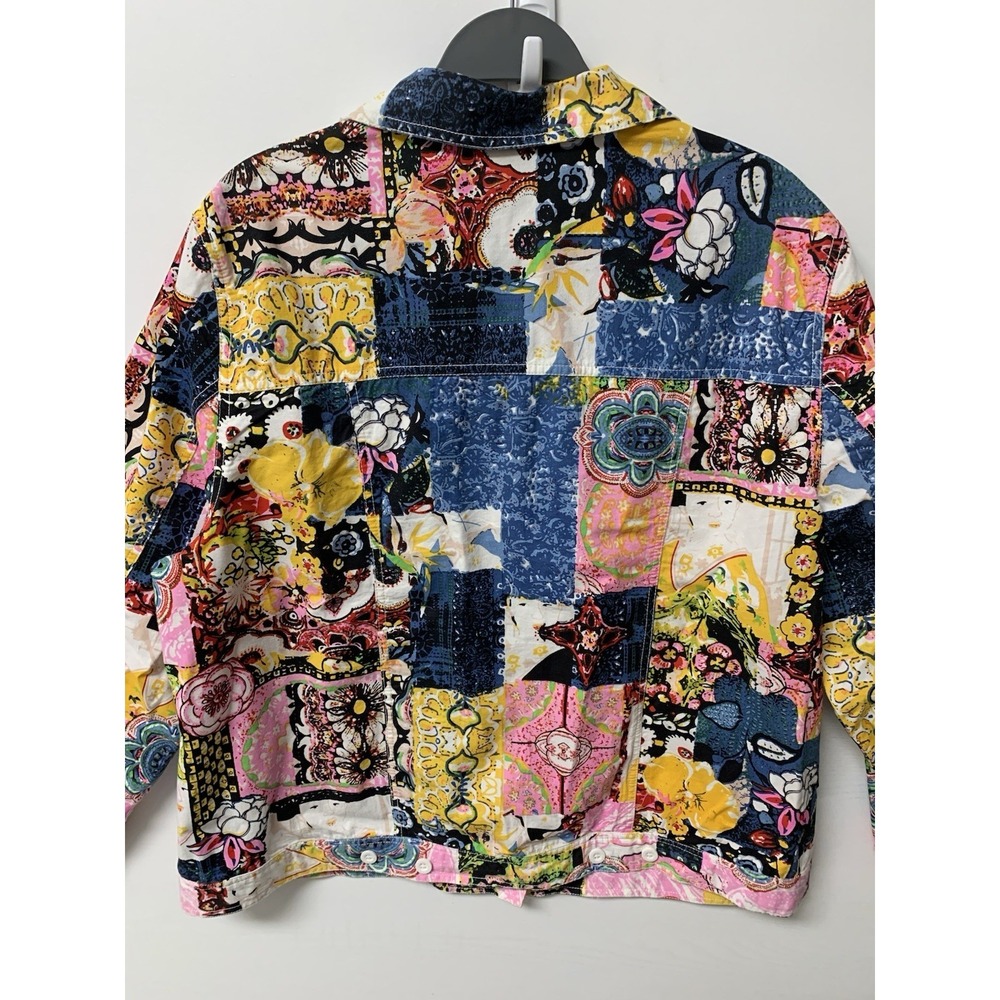 Serengeti Pink Multi Colorful Patchwork Women's Jacket Size 1X - Picture 9 of 12